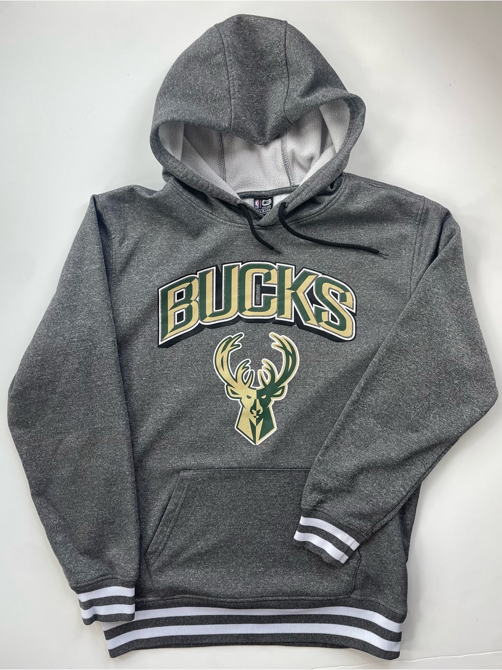 NBA Milwaukee Bucks Gray Crewneck Pullover with Team Logo
